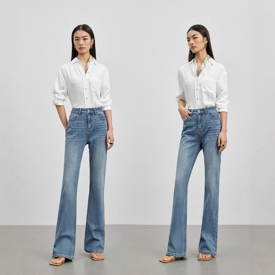 2025 Spring And Summer New Jeans Women's High-end Design High Waist Slimming All-match Simple Light Luxury Quality Slip Pants