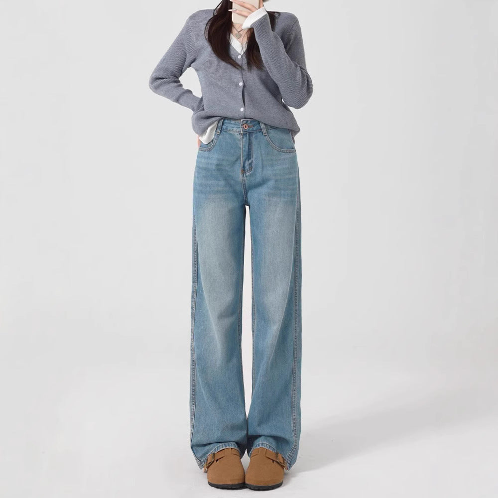 Wide-Leg Jeans For Women 2025 New Spring And Summer Small High-Waisted Loose Pear-Shaped Figure Narrow Straight Pants