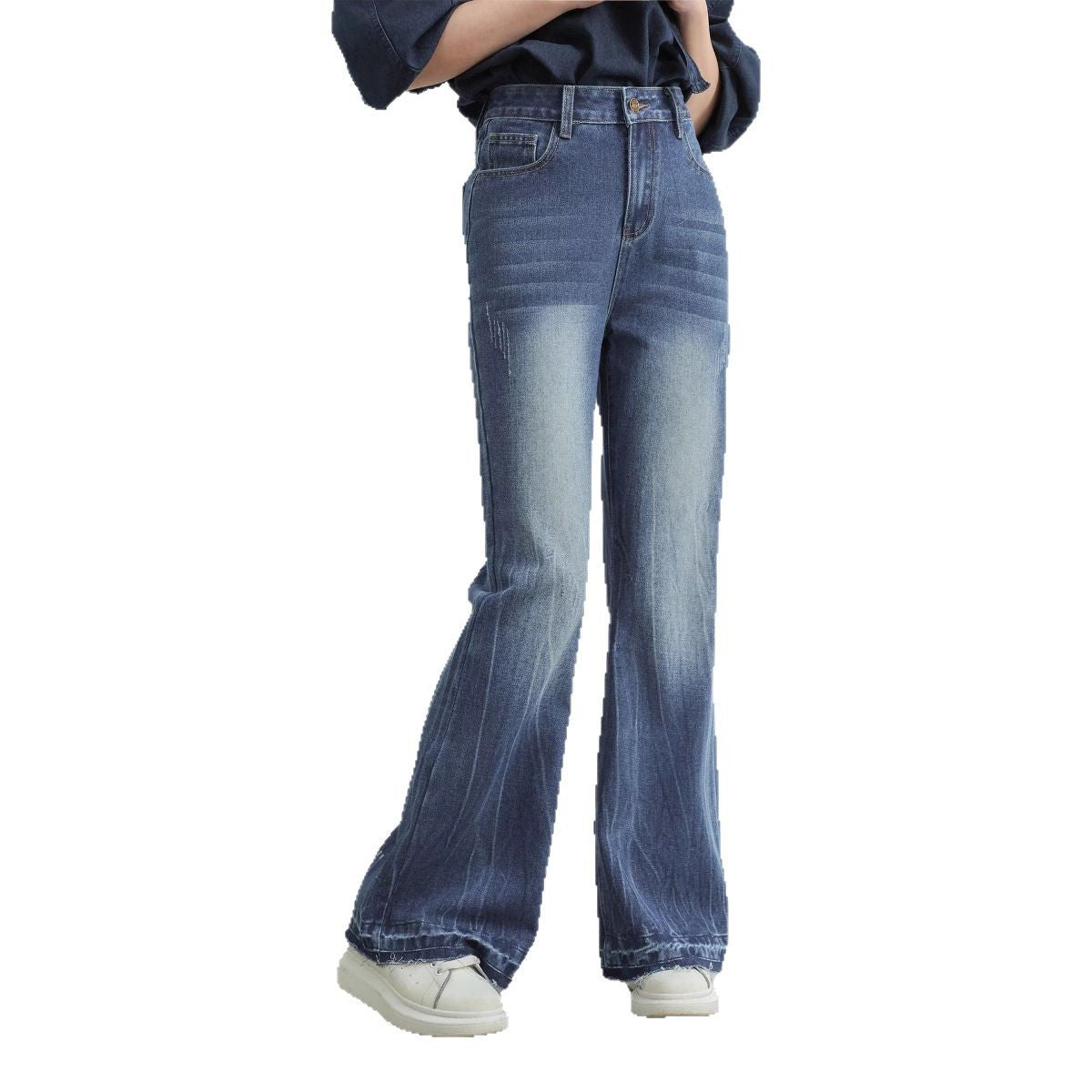 American Style Retro Micro-flared Jeans Women's Autumn New Arrival Old High Waist Loose Slimming Wide Leg Trendy Trendy Trousers