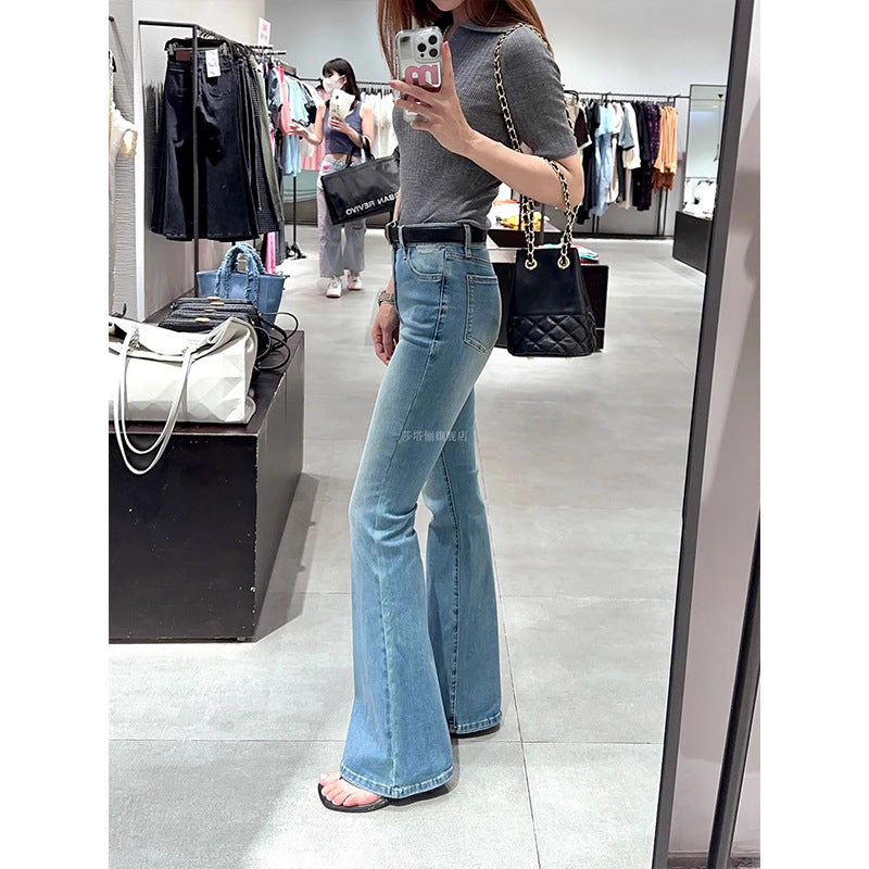 Highlight The Good Figure! Four-sided Micro-flare Jeans Women's Summer Small Slim-fit Slim-fit Pants 509