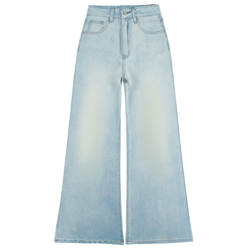 High Waist Loose Wide Leg Horn Jeans Women's 2025 Spring New Wide Leg Loose Horn Denim Pants
