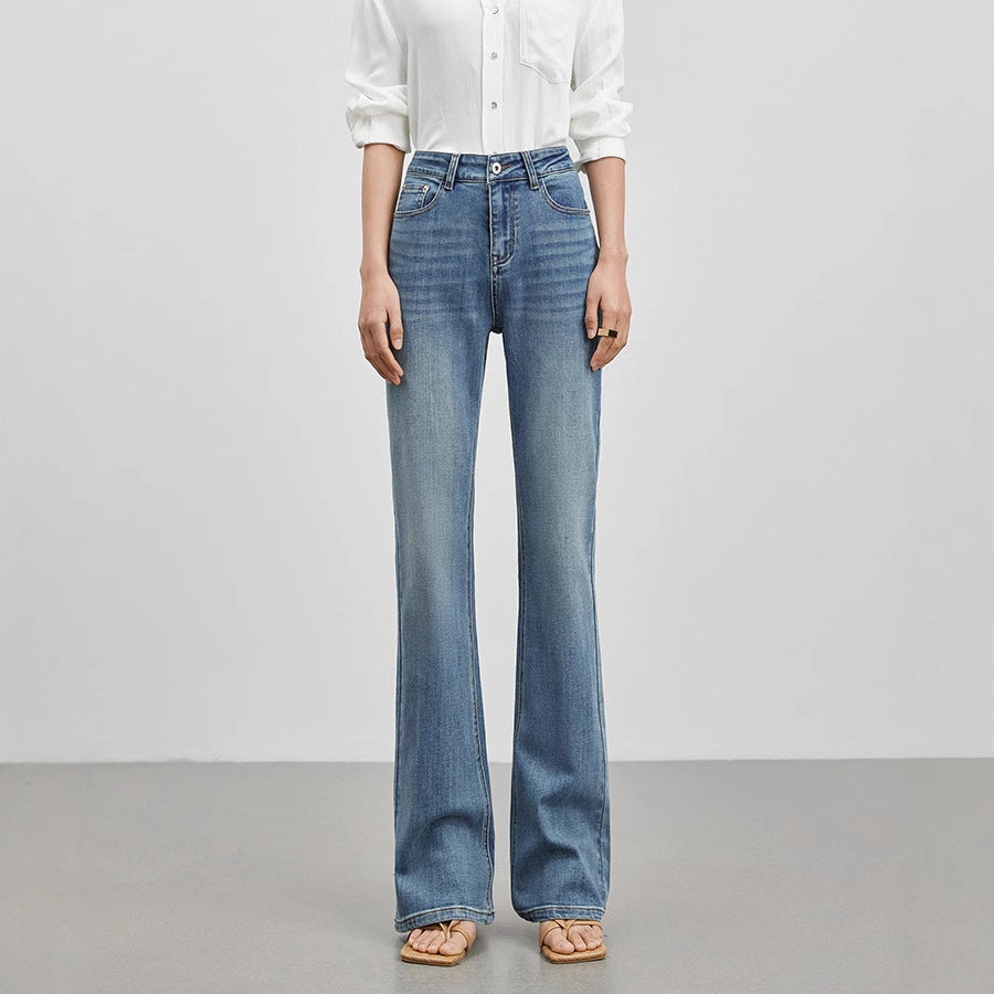 2025 Spring And Summer New Jeans Women's High-end Design High Waist Slimming All-match Simple Light Luxury Quality Slip Pants