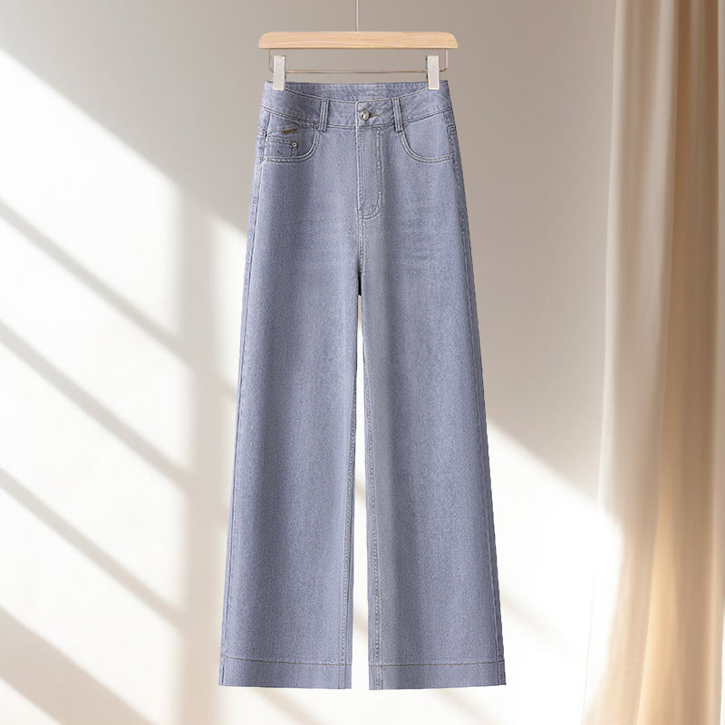 2025 New Summer Women's Pants, Loose And Slim, Petite Tencel Denim Nine-Point Wide-Leg Pants, Versatile For Women