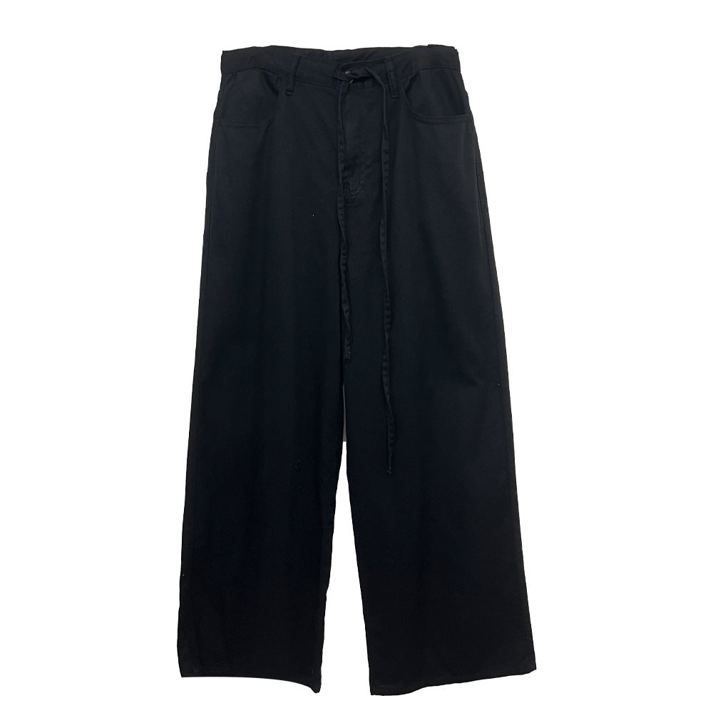 Yuyi New 2024 Spring Lazy Style Drawstring Pants Women's Loose And Easiest For Match Wide Leg Jeans Women 6033