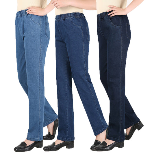 Jeans Women's 2025 Spring New Women's Jeans Loose Large Size Stretch Middle-Aged Denim Small Leg Pants Women