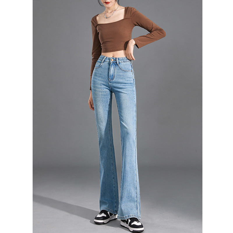 Flared Pants Women's 2025 Summer Thin Slim-fit Slim-fit All-match Tight All-round High Waist Denim Pants Trousers