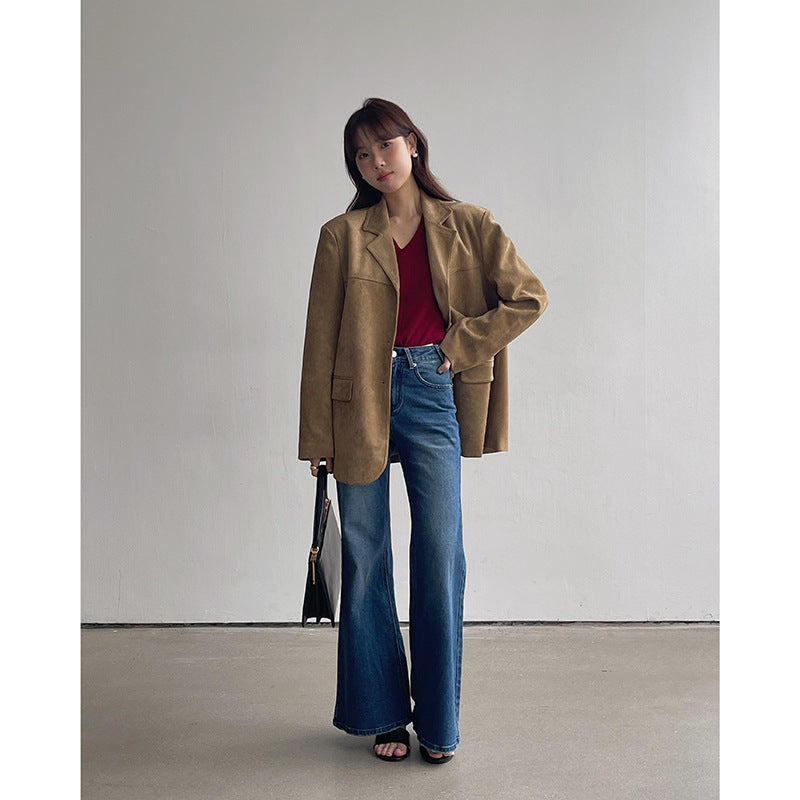 [90S Retro Trumpet] Geming High Waist Bootcut Jeans Women's 2025 Autumn New Floor-Mopping Pants R155H