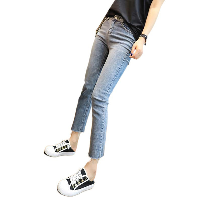 Simon Lerner Summer Thin Jeans Women's Straight Slim-fit Eight-point Small Man Smoke Tube Pants Stretch Slim-fit Outer Wear