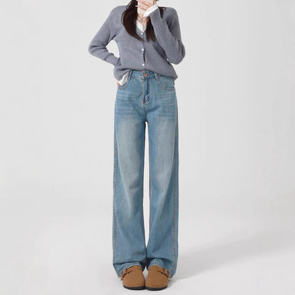 Wide-Leg Jeans For Women 2025 New Spring And Summer Small High-Waisted Loose Pear-Shaped Figure Narrow Straight Pants