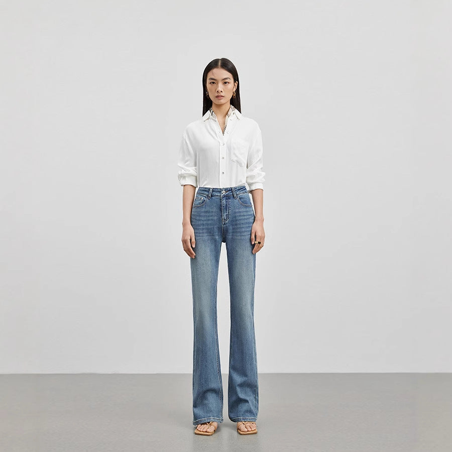 2025 Spring And Summer New Jeans Women's High-end Design High Waist Slimming All-match Simple Light Luxury Quality Slip Pants