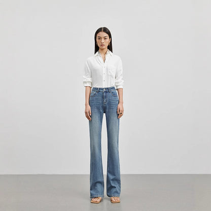2025 Spring And Summer New Jeans Women's High-end Design High Waist Slimming All-match Simple Light Luxury Quality Slip Pants