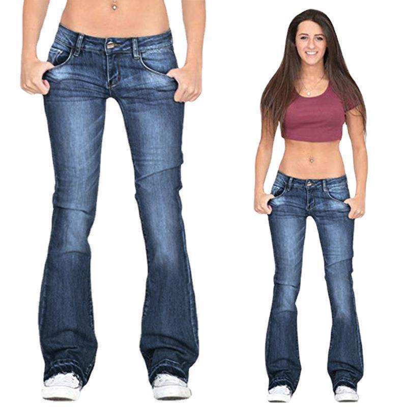 Europe And The United States Cross-border Exclusive Women's Jeans Tight Elastic Fringe Flared Pants Pants Jeans Women's Trend All-match