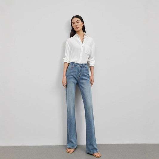 2025 Spring And Summer New Jeans Women's High-end Design High Waist Slimming All-match Simple Light Luxury Quality Slip Pants
