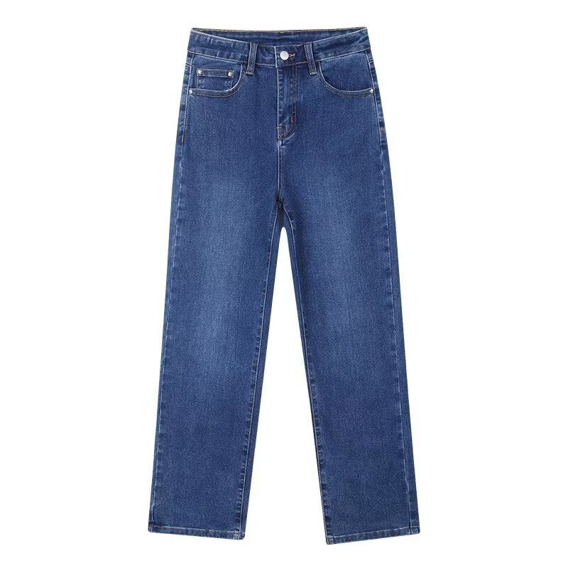 Straight-Leg-Leg Jeans For Women 2025 Early Spring New Hot Style High-Waisted Loose Slimming Look Straight Nine-Point Narrow Cigarette Pipe Pants