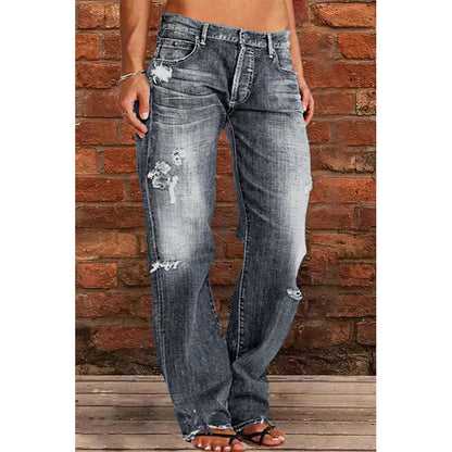 European And American Explosions Independent Station Wish Women's Jeans Slim Fit Slimming Washed Flare Pants Women's Pants NK205