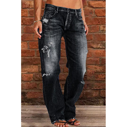 European And American Explosions Independent Station Wish Women's Jeans Slim Fit Slimming Washed Flare Pants Women's Pants NK205
