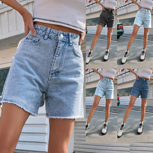 40-in Stock -30760# European And American Trend Loose Casual High Waist Loose Slim Women's Denim Shorts