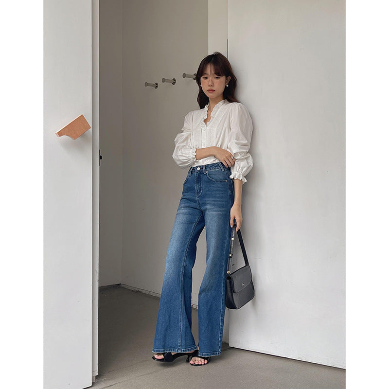 [90S Retro Trumpet] Geming High Waist Bootcut Jeans Women's 2025 Autumn New Floor-Mopping Pants R155H