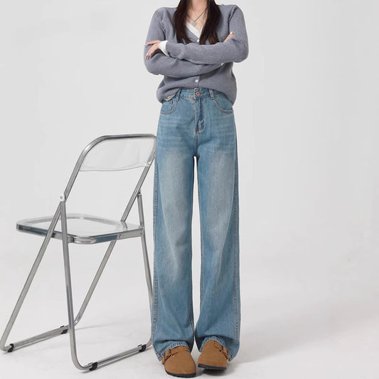 Wide-Leg Jeans For Women 2025 New Spring And Summer Small High-Waisted Loose Pear-Shaped Figure Narrow Straight Pants