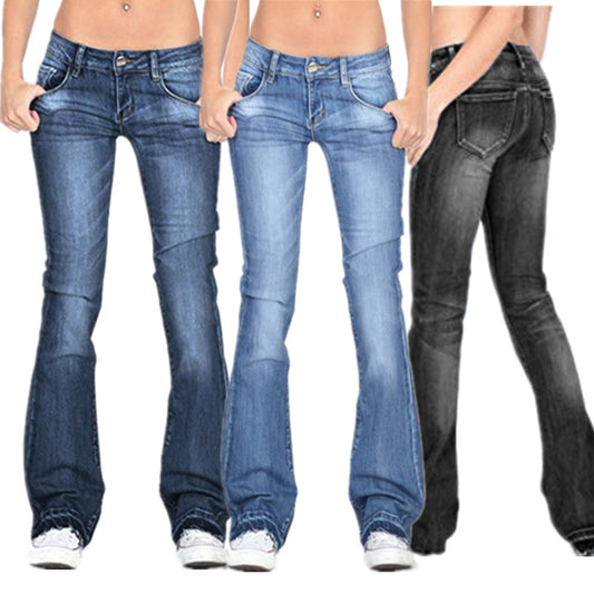 Europe And The United States Cross-border Exclusive Women's Jeans Tight Elastic Fringe Flared Pants Pants Jeans Women's Trend All-match