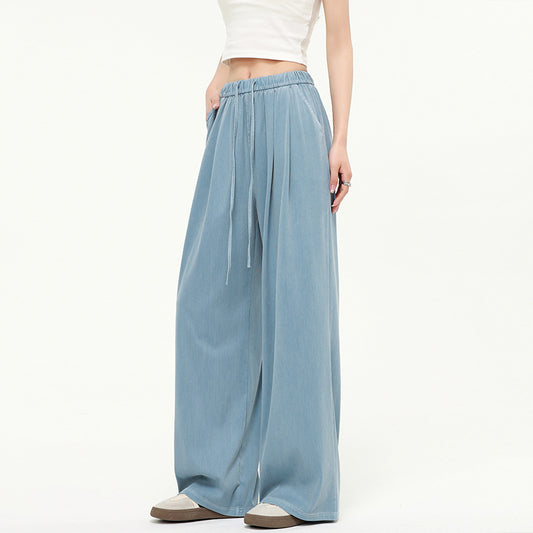Uncle Carrot Lyocell Tencel Jeans Women's Summer Loose Straight-Leg Yamamoto Pants Lazy Relaxed Wide Leg Pants