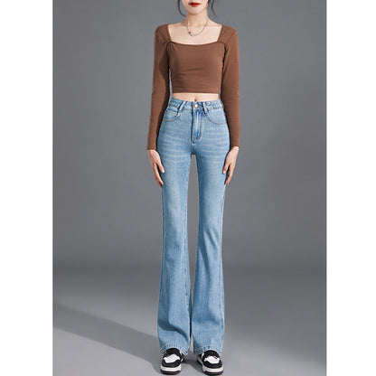 Flared Pants Women's 2025 Summer Thin Slim-fit Slim-fit All-match Tight All-round High Waist Denim Pants Trousers