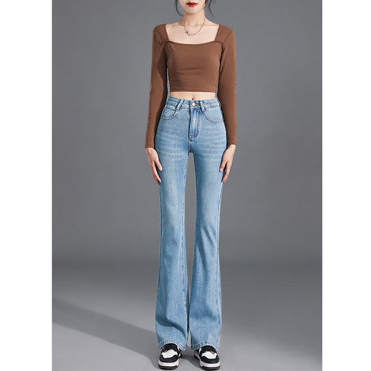 Flared Pants Women's 2025 Summer Thin Slim-fit Slim-fit All-match Tight All-round High Waist Denim Pants Trousers