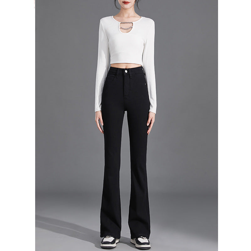 Flared Pants Women's 2025 Summer Thin Slim-fit Slim-fit All-match Tight All-round High Waist Denim Pants Trousers